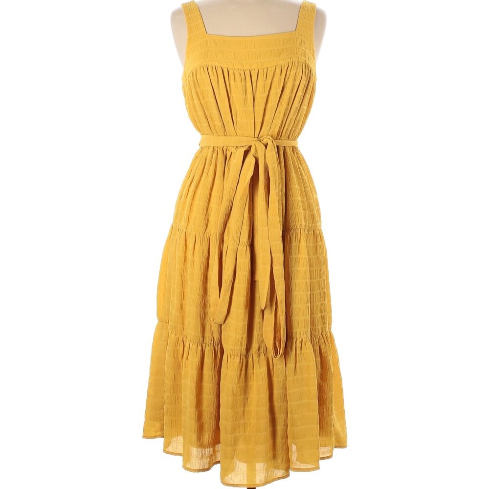 Slate & Willow Tiered Crinkle Crepe Midi Dress – Yellow – Size 6 (EUC)
